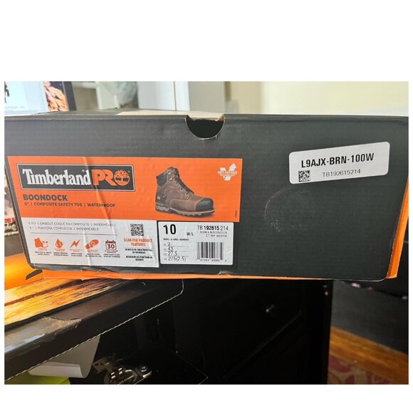 DOLD Timberland Mens Brown Leather Boondock 6" Composite Toe Work Boots Sz 10 W - Picture 9 of 11